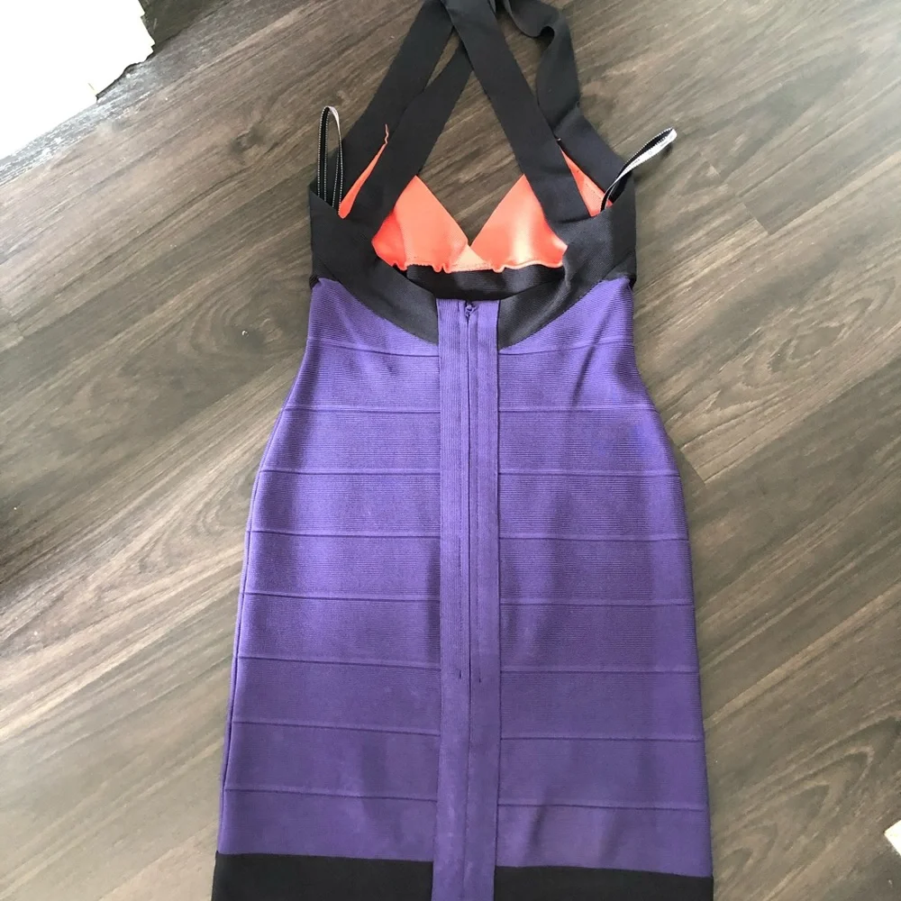 Herve Leger Purple and Orange Dress - Picture 2 of 7